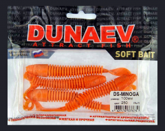 Приманка DS-MINOGA 100мм 4шт/уп, цвет (250) морковный, блестки черные