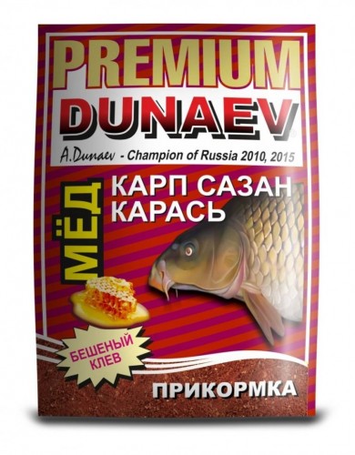 Прикормка DUNAEV Premium 1кг Карп-Сазан Мед красная