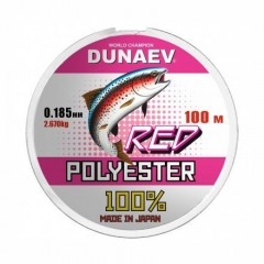 Леска монофил DUNAEV Polyester RED 100м 0.185мм 2.67кг красная