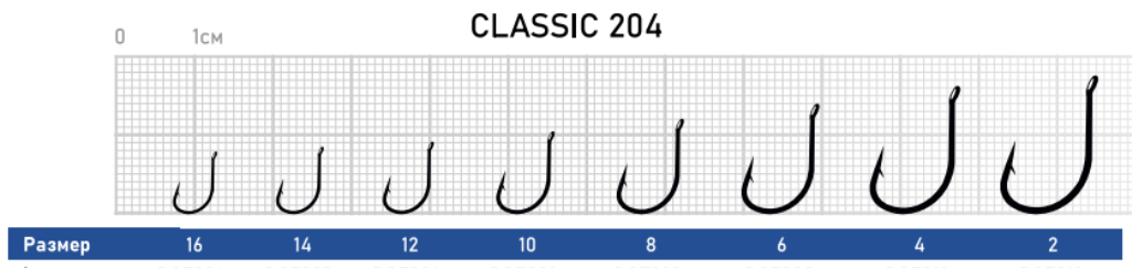 Крючок DUNAEV Classic 204 #14 10шт/уп