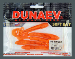 Приманка DS-MINOGA 90мм 5шт/уп, цвет (250) морковный, блестки черные