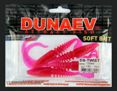 Приманка DS-TWIST 100мм 4шт/уп, цвет (130) маджента, блестки черные