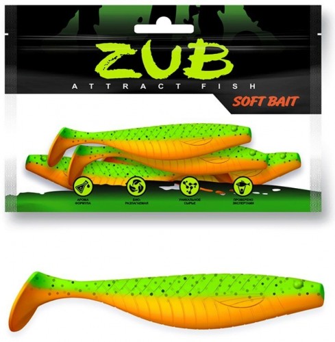 Виброхвост ZUB Provocator 123мм цвет 022 зелено-оранжевый 4шт/уп