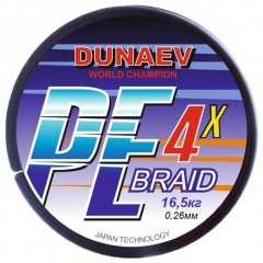 Плетёный шнур DUNAEV BRAID PE X4 150m 0.26мм 16.50кг