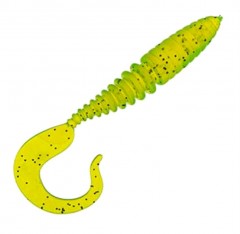 Приманка DS-TWIST 100мм 4шт/уп, цвет (310) желтый, блестки черные