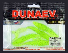 Приманка DS-TWIST 100мм 4шт/уп, цвет (351) шартрез, блестки черные