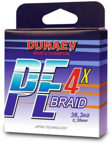 Плетёный шнур DUNAEV BRAID PE X4 150m 0.38мм 36.30кг