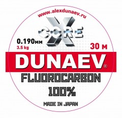 Флюорокарбон DUNAEV X-Core Fluorocarbon 100% 30м 0.190мм 3.50кг