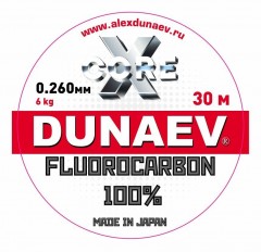 Флюорокарбон DUNAEV X-Core Fluorocarbon 100% 30м 0.260мм 6.00кг