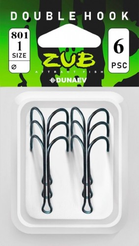 Крючок двойной ZUB 801 Long #1 6шт/уп