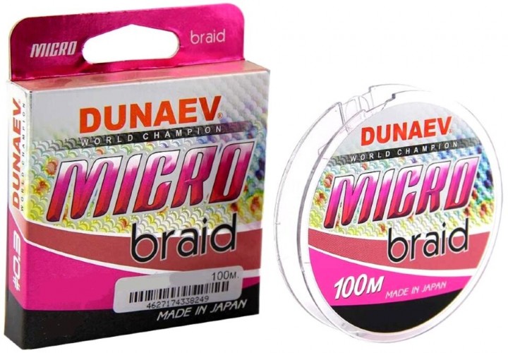 Плетёный шнур DUNAEV Micro PEx4 100м #0.4/0.108мм 4.30кг PinkColor
