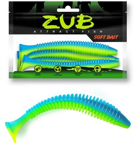 Виброхвост ZUB Swing 200мм цвет 020 желто-синий 2шт/уп