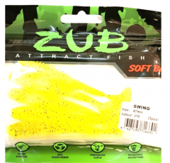 Виброхвост ZUB Swing 87мм цвет 310 желтый с блестками 5шт/уп