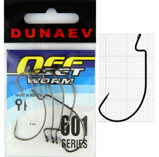 Крючок офсетный DUNAEV Offset Worm 601 #1/0 5шт/уп